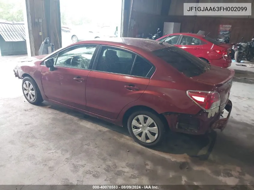 2015 Subaru Impreza 2.0I VIN: JF1GJAA63FH002099 Lot: 40078583