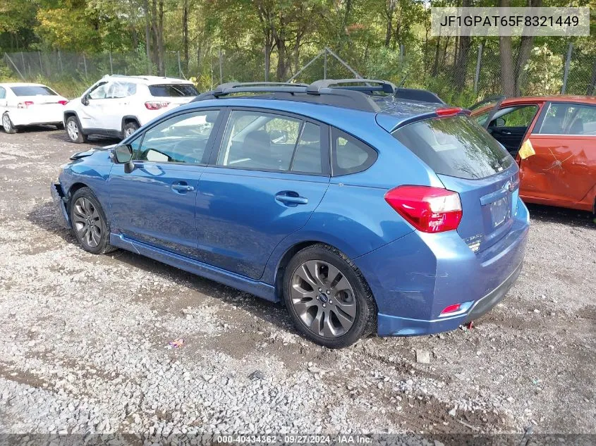 2015 Subaru Impreza 2.0I Sport Premium VIN: JF1GPAT65F8321449 Lot: 40434362