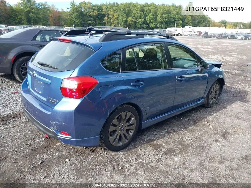 2015 Subaru Impreza 2.0I Sport Premium VIN: JF1GPAT65F8321449 Lot: 40434362