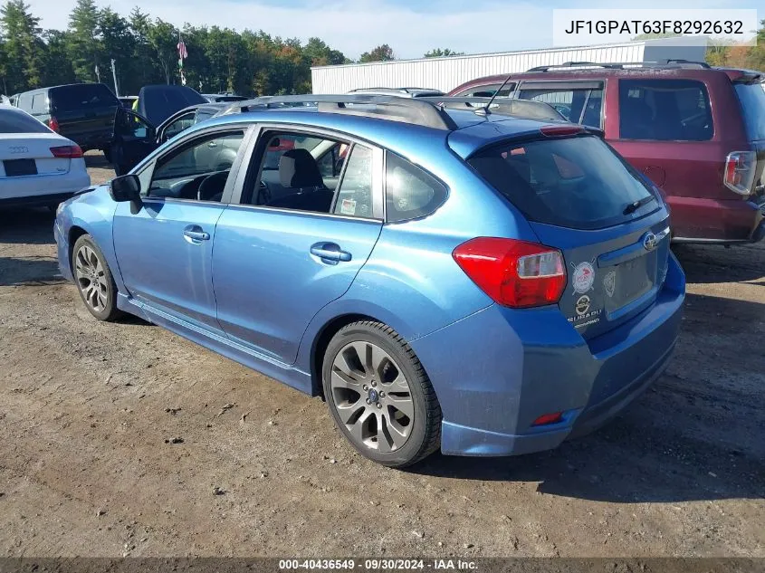 2015 Subaru Impreza 2.0I Sport Premium VIN: JF1GPAT63F8292632 Lot: 40436549