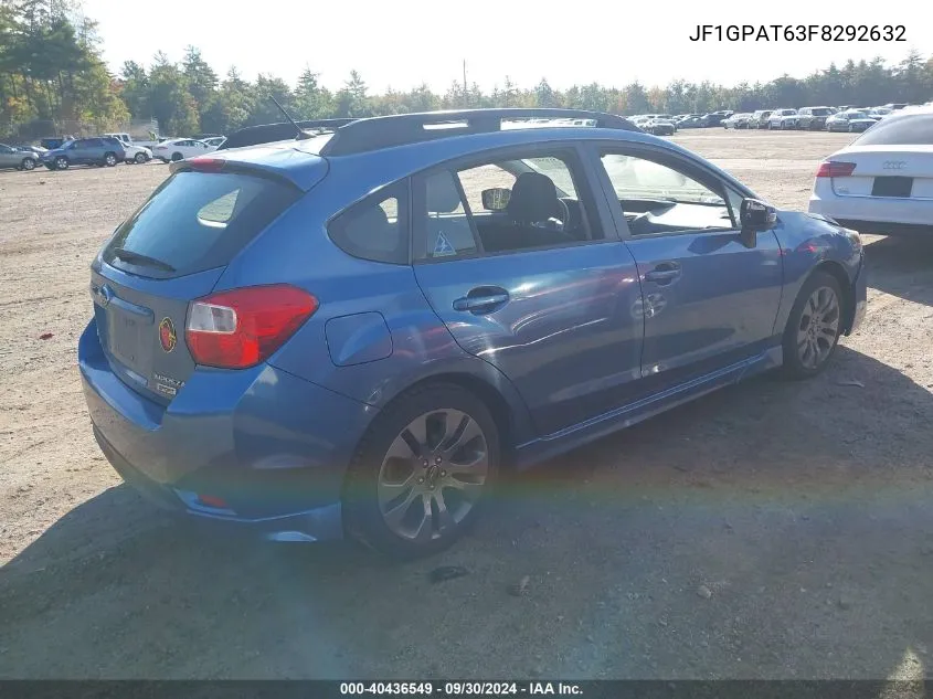 2015 Subaru Impreza 2.0I Sport Premium VIN: JF1GPAT63F8292632 Lot: 40436549