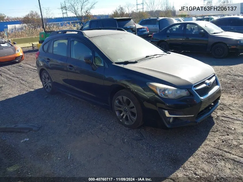 2015 Subaru Impreza 2.0I Sport Premium VIN: JF1GPAT63FH206137 Lot: 40760717