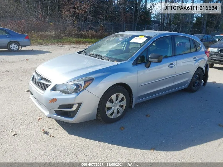 2015 Subaru Impreza 2.0I VIN: JF1GPAA61FH216684 Lot: 40775027