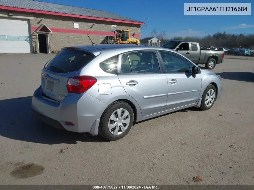 2015 Subaru Impreza 2.0I VIN: JF1GPAA61FH216684 Lot: 40775027