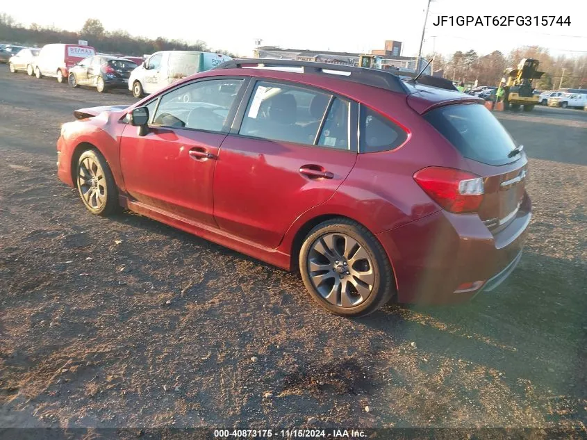 2015 Subaru Impreza 2.0I Sport Premium VIN: JF1GPAT62FG315744 Lot: 40873175