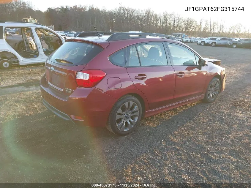 2015 Subaru Impreza 2.0I Sport Premium VIN: JF1GPAT62FG315744 Lot: 40873175