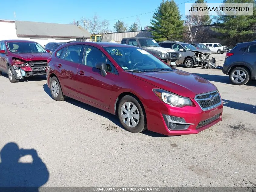 2015 Subaru Impreza 2.0I VIN: JF1GPAA67F9225870 Lot: 40889706