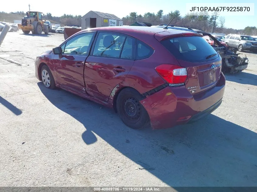 2015 Subaru Impreza 2.0I VIN: JF1GPAA67F9225870 Lot: 40889706