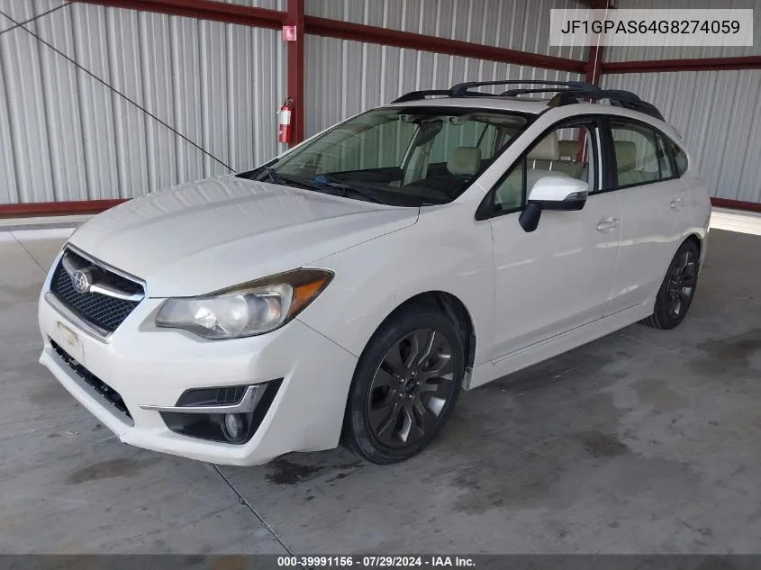 2016 Subaru Impreza 2.0I Sport Premium VIN: JF1GPAS64G8274059 Lot: 39991156