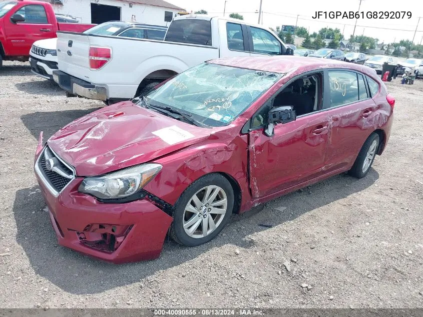 2016 Subaru Impreza 2.0I Premium VIN: JF1GPAB61G8292079 Lot: 40090555