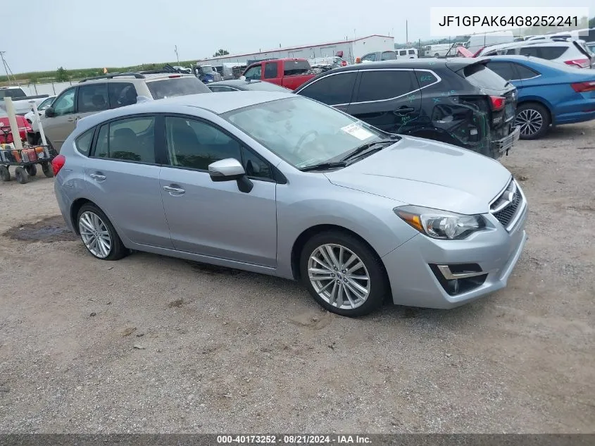 2016 Subaru Impreza 2.0I Limited VIN: JF1GPAK64G8252241 Lot: 40173252