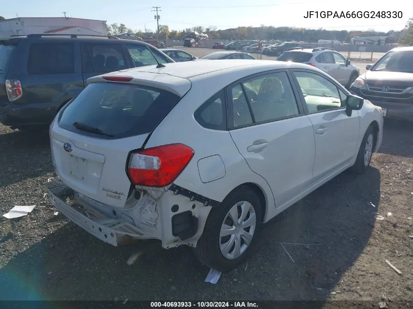 2016 Subaru Impreza 2.0I VIN: JF1GPAA66GG248330 Lot: 40693933