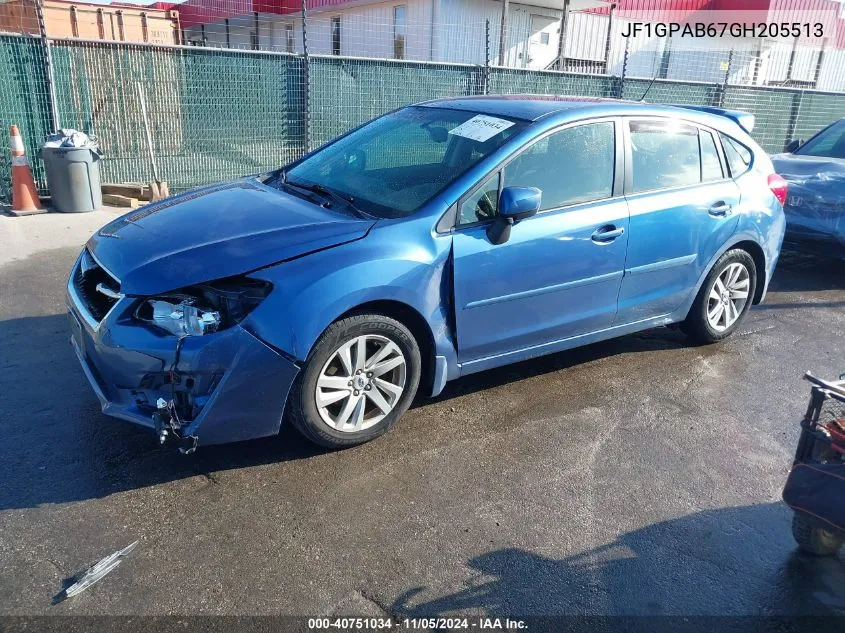 2016 Subaru Impreza 2.0I Premium VIN: JF1GPAB67GH205513 Lot: 40751034