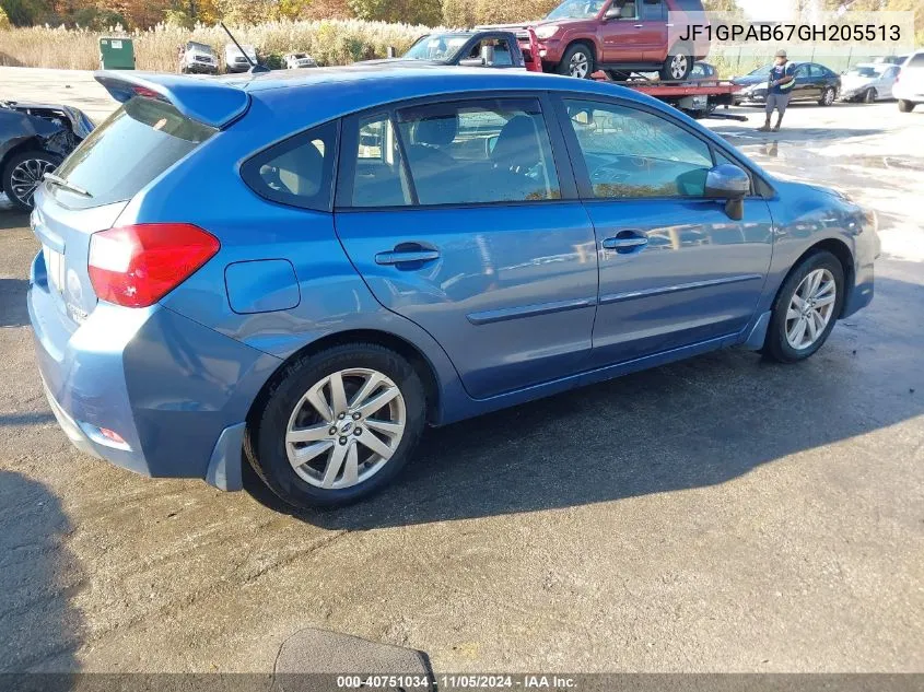 2016 Subaru Impreza 2.0I Premium VIN: JF1GPAB67GH205513 Lot: 40751034