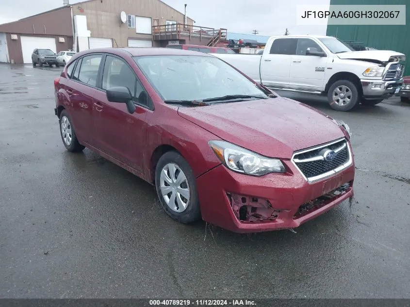 2016 Subaru Impreza 2.0I VIN: JF1GPAA60GH302067 Lot: 40789219