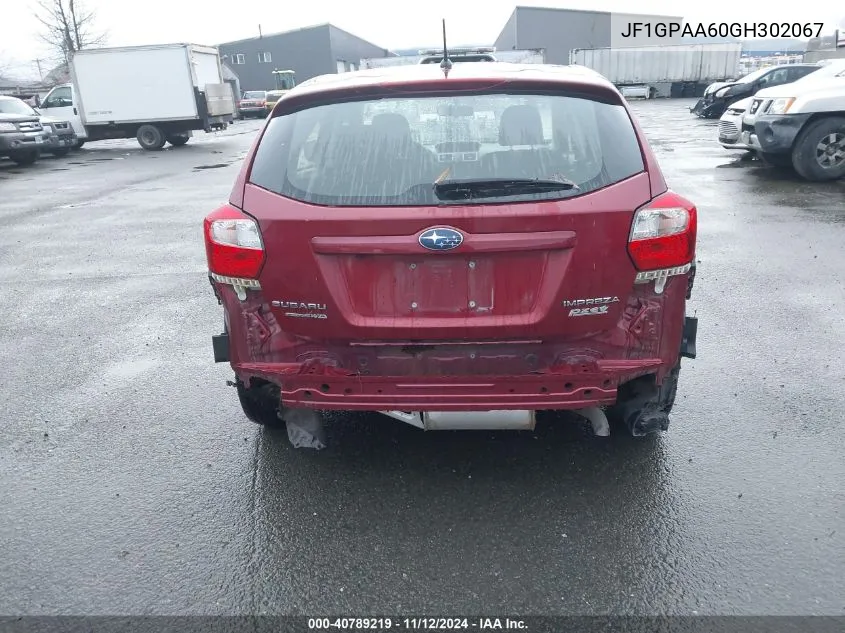 2016 Subaru Impreza 2.0I VIN: JF1GPAA60GH302067 Lot: 40789219