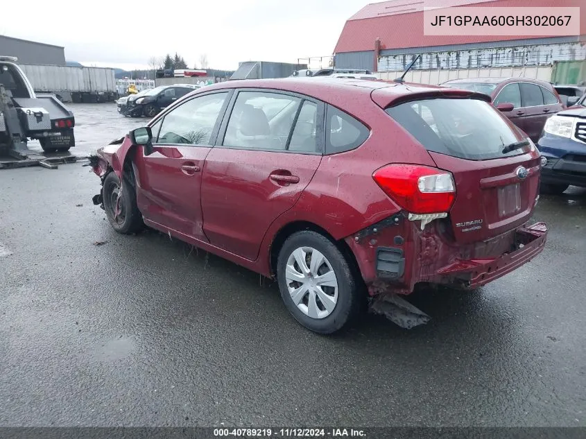 2016 Subaru Impreza 2.0I VIN: JF1GPAA60GH302067 Lot: 40789219