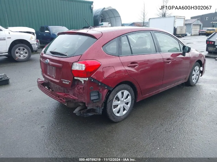 2016 Subaru Impreza 2.0I VIN: JF1GPAA60GH302067 Lot: 40789219