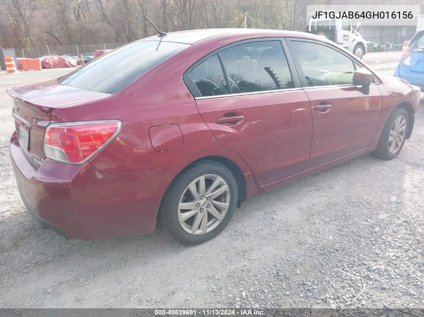 2016 Subaru Impreza 2.0I Premium VIN: JF1GJAB64GH016156 Lot: 40839691