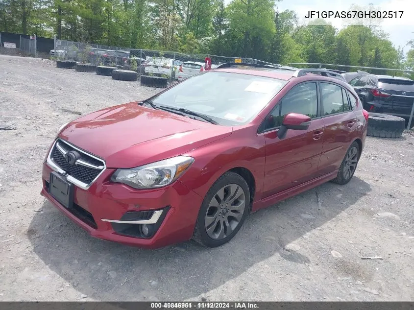 2016 Subaru Impreza 2.0I Sport Premium VIN: JF1GPAS67GH302517 Lot: 40846951