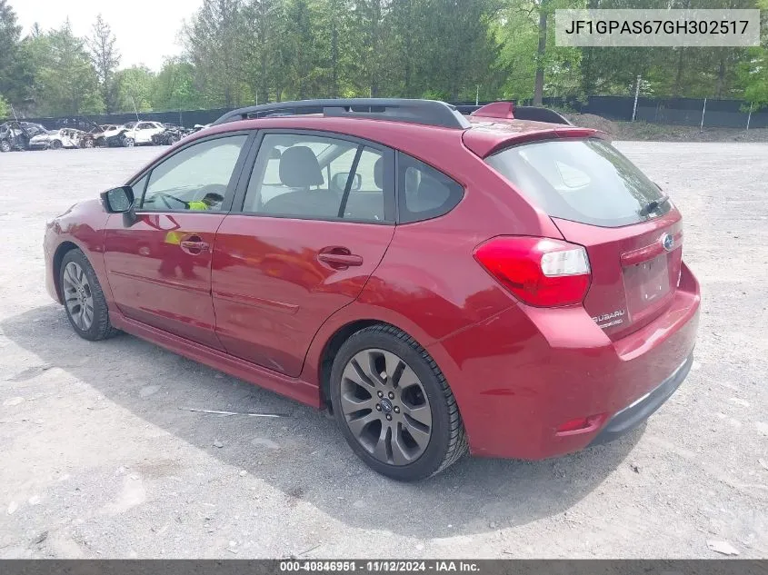 2016 Subaru Impreza 2.0I Sport Premium VIN: JF1GPAS67GH302517 Lot: 40846951