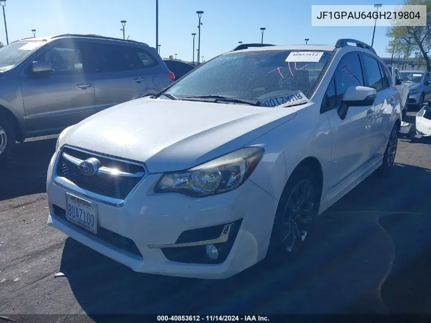 2016 Subaru Impreza 2.0I Sport Limited VIN: JF1GPAU64GH219804 Lot: 40853612