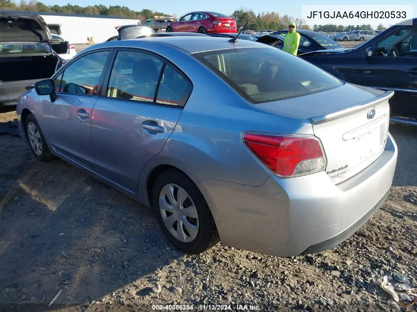 2016 Subaru Impreza 2.0I VIN: JF1GJAA64GH020533 Lot: 40856354