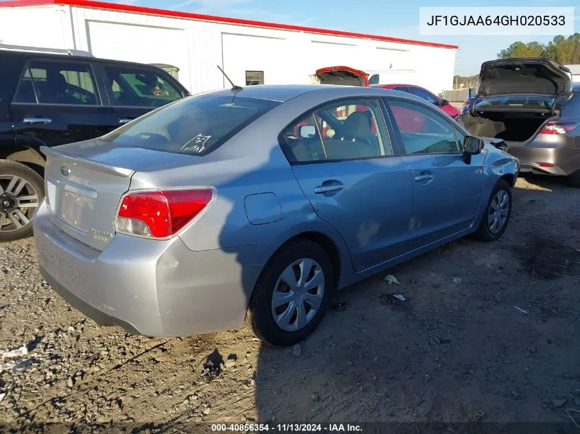 2016 Subaru Impreza 2.0I VIN: JF1GJAA64GH020533 Lot: 40856354