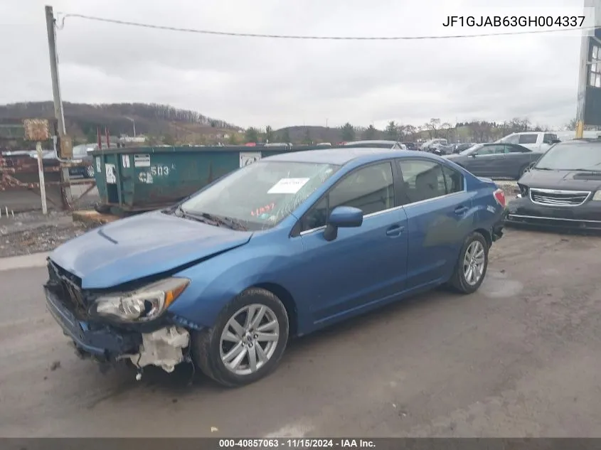 2016 Subaru Impreza 2.0I Premium VIN: JF1GJAB63GH004337 Lot: 40857063