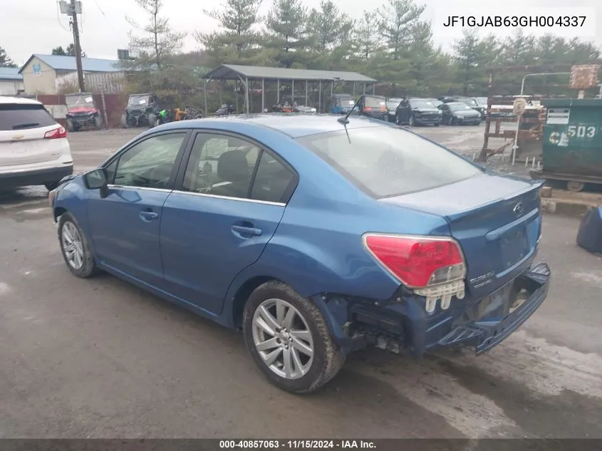 2016 Subaru Impreza 2.0I Premium VIN: JF1GJAB63GH004337 Lot: 40857063