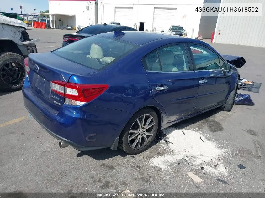 2017 Subaru Impreza 2.0I Limited VIN: 4S3GKAU61H3618502 Lot: 39662780