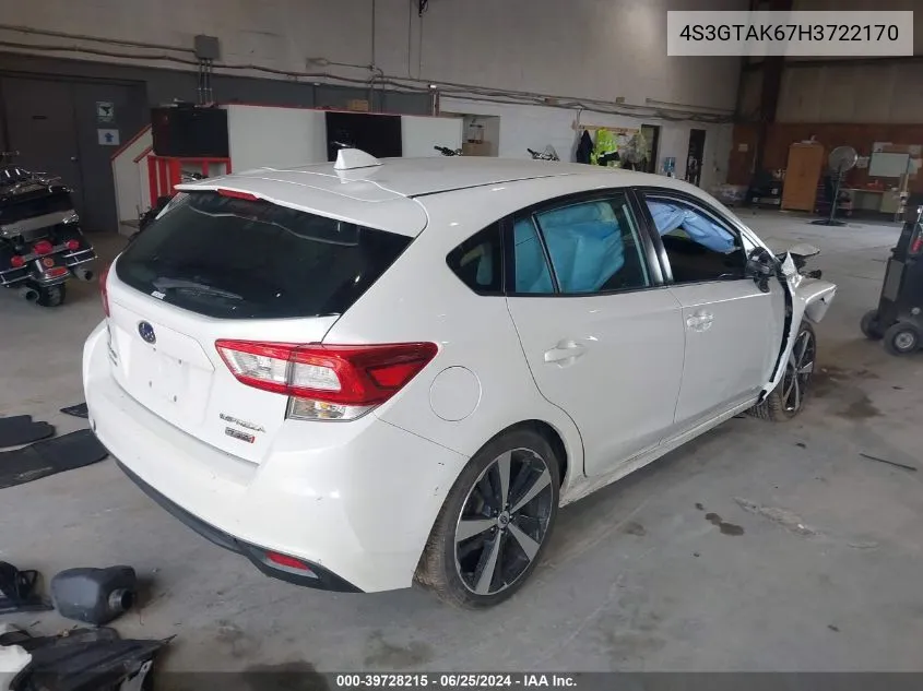 2017 Subaru Impreza 2.0I Sport VIN: 4S3GTAK67H3722170 Lot: 39728215