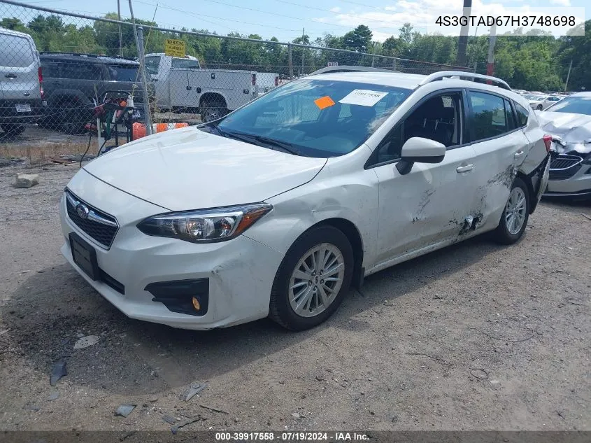 4S3GTAD67H3748698 2017 Subaru Impreza 2.0I Premium