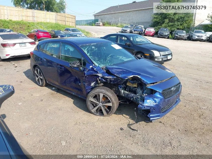 2017 Subaru Impreza 2.0I Sport VIN: 4S3GTAL67H3745379 Lot: 39950241