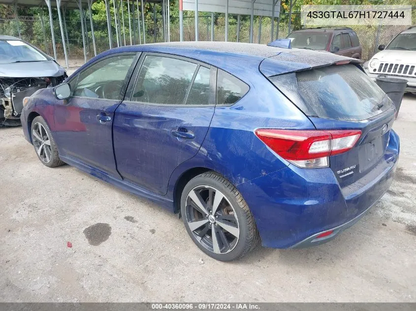 4S3GTAL67H1727444 2017 Subaru Impreza 2.0I Sport