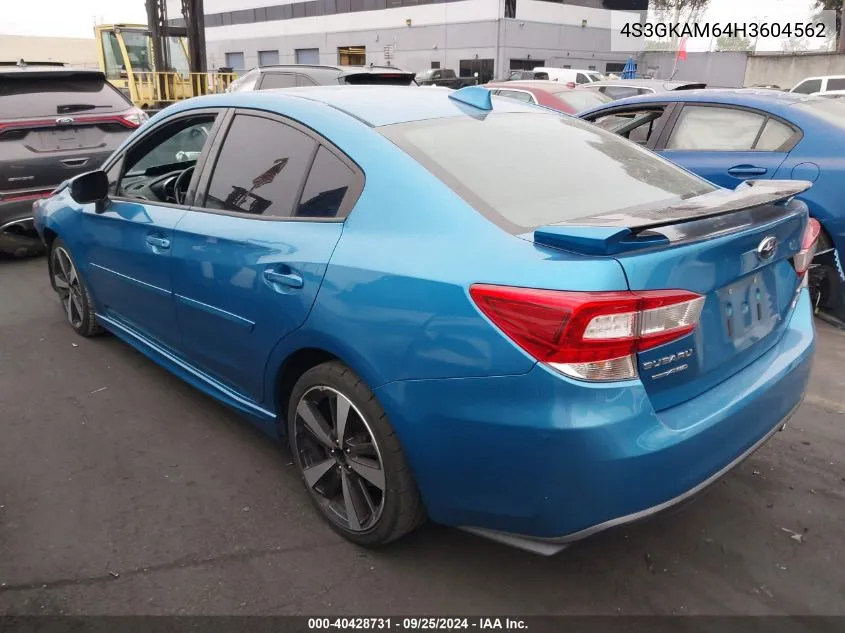 2017 Subaru Impreza 2.0I Sport VIN: 4S3GKAM64H3604562 Lot: 40428731