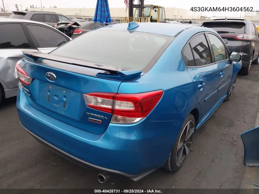 2017 Subaru Impreza 2.0I Sport VIN: 4S3GKAM64H3604562 Lot: 40428731