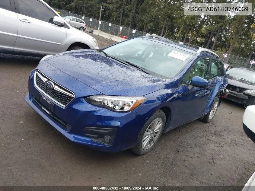 2017 Subaru Impreza 2.0I Premium VIN: 4S3GTAD61H3746039 Lot: 40552432