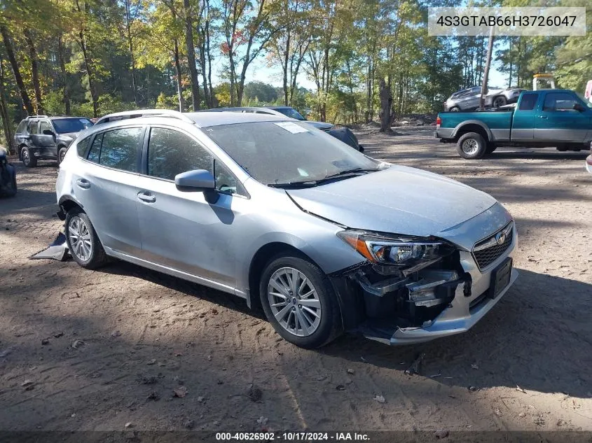 2017 Subaru Impreza 2.0I Premium VIN: 4S3GTAB66H3726047 Lot: 40626902