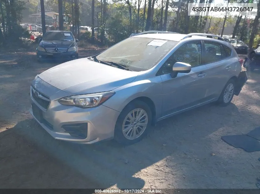 2017 Subaru Impreza 2.0I Premium VIN: 4S3GTAB66H3726047 Lot: 40626902