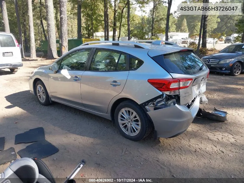 2017 Subaru Impreza 2.0I Premium VIN: 4S3GTAB66H3726047 Lot: 40626902