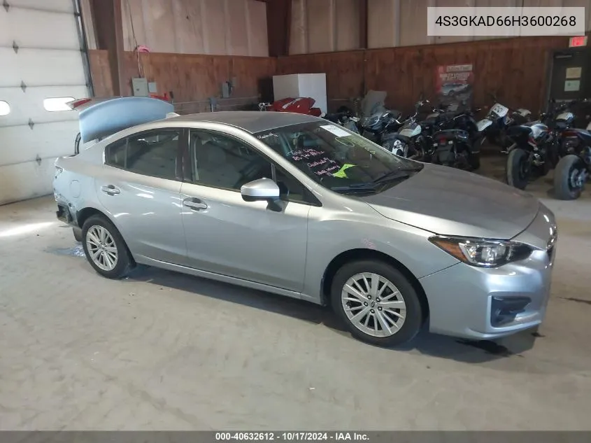 2017 Subaru Impreza 2.0I Premium VIN: 4S3GKAD66H3600268 Lot: 40632612