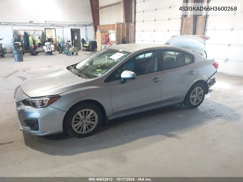 2017 Subaru Impreza 2.0I Premium VIN: 4S3GKAD66H3600268 Lot: 40632612