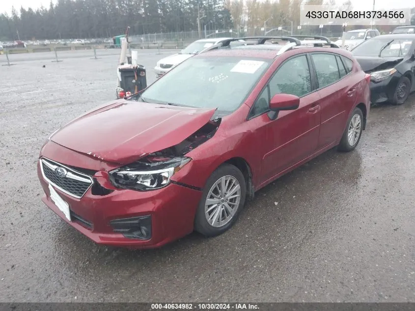 2017 Subaru Impreza 2.0I Premium VIN: 4S3GTAD68H3734566 Lot: 40634982