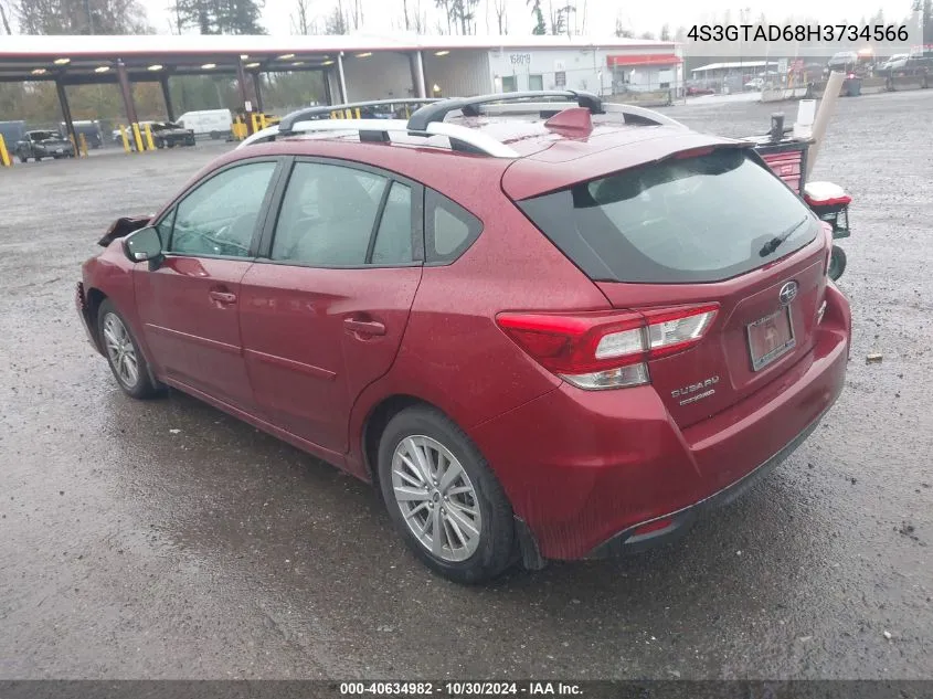 2017 Subaru Impreza 2.0I Premium VIN: 4S3GTAD68H3734566 Lot: 40634982