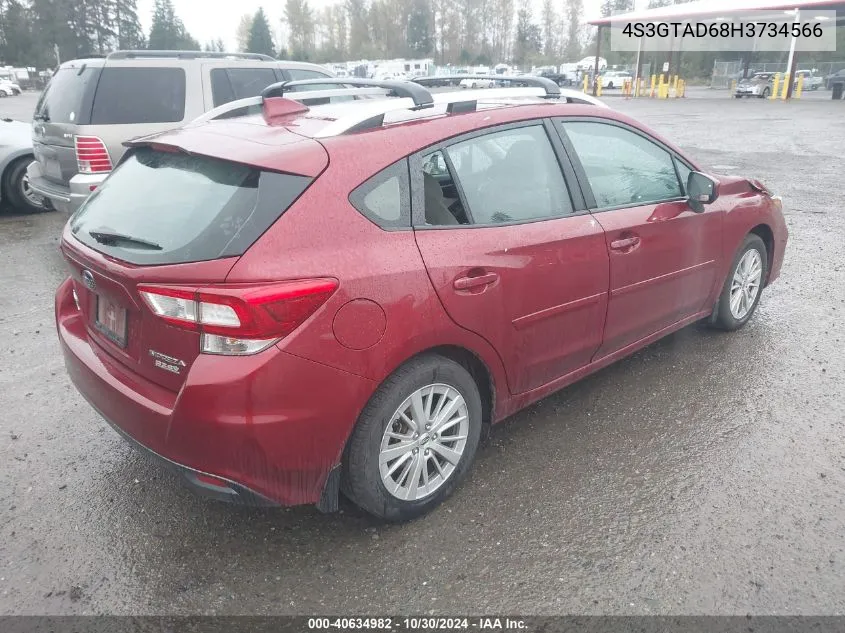 2017 Subaru Impreza 2.0I Premium VIN: 4S3GTAD68H3734566 Lot: 40634982