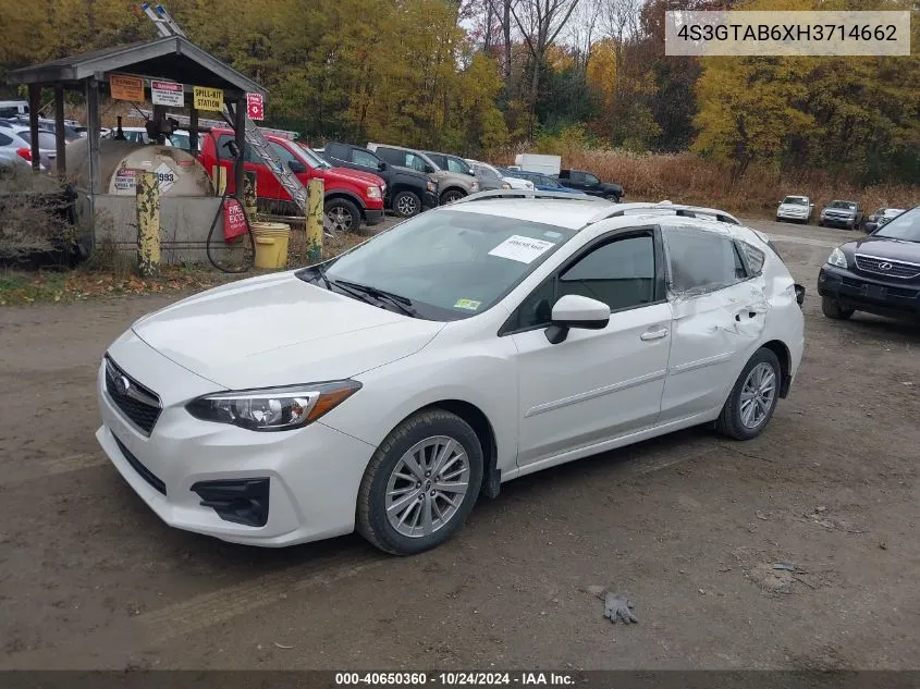 2017 Subaru Impreza 2.0I Premium VIN: 4S3GTAB6XH3714662 Lot: 40650360