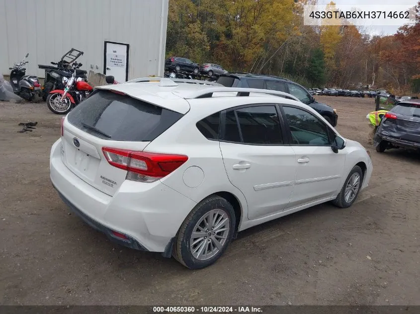 2017 Subaru Impreza 2.0I Premium VIN: 4S3GTAB6XH3714662 Lot: 40650360