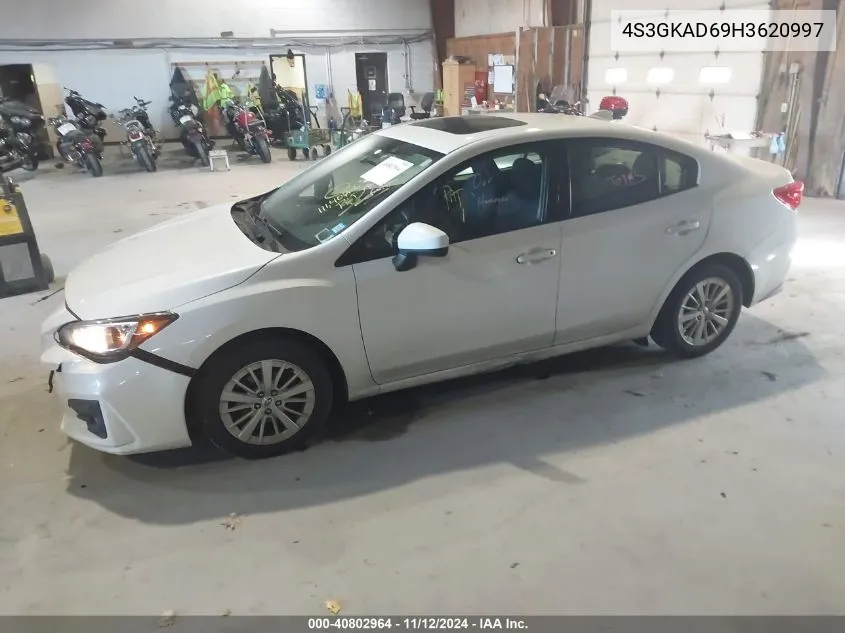 2017 Subaru Impreza 2.0I Premium VIN: 4S3GKAD69H3620997 Lot: 40802964