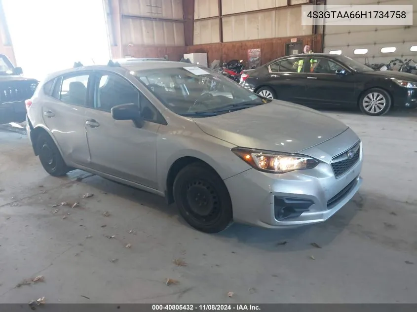 2017 Subaru Impreza 2.0I VIN: 4S3GTAA66H1734758 Lot: 40805432